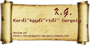 Kerékgyártó Gergely névjegykártya